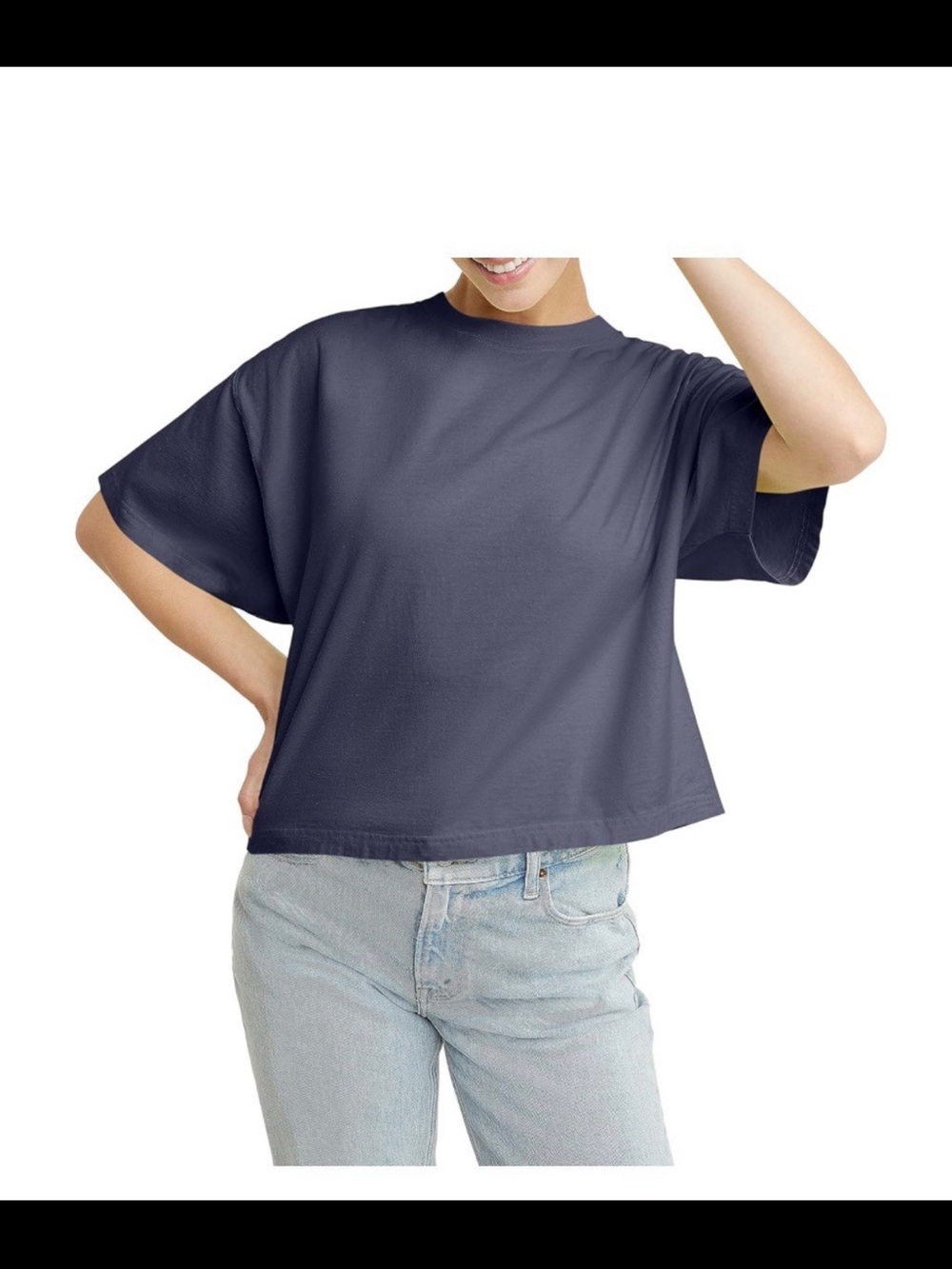 Hanes Womens Originals Garment Washed Cropped T-Shirt, Crewneck Crop Tee